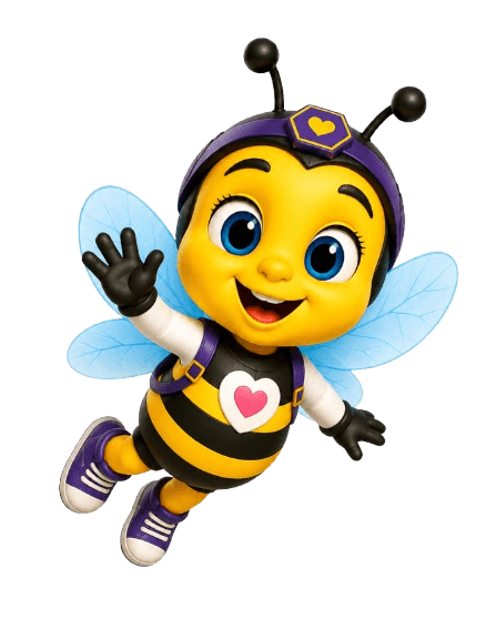 Buzz voando sobre o aplicativo Honey Bee